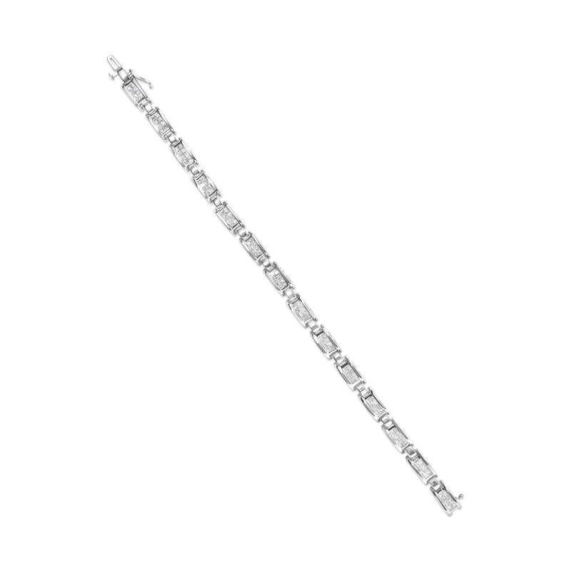 Bids.com 14K White Gold 3.0 Cttw Invisible Set Princess Cut Diamond Link and Buckle 7.25" Tennis Bracelet (I-J Color, I1-I2 Clarity) Bracelets