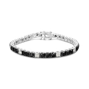 Bids.com .925 Sterling Silver 3.0 Cttw Black and White Diamond Tennis Bracelet (I-J Color, I2-I3 Clarity) - 7.25" Inches Bracelets
