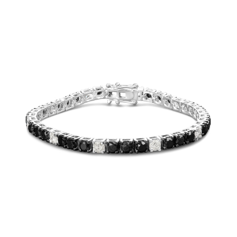 Bids.com .925 Sterling Silver 3.0 Cttw Black and White Diamond Tennis Bracelet (I-J Color, I2-I3 Clarity) - 7.25" Inches Bracelets