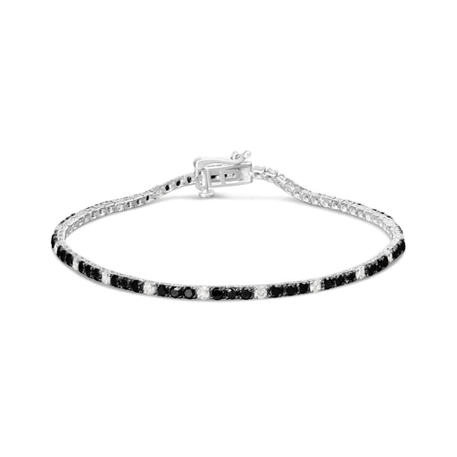 Bids.com .925 Sterling Silver 3.0 Cttw Black and White Diamond Tennis Bracelet (I-J Color, I2-I3 Clarity) - 7.25" Inches Bracelets
