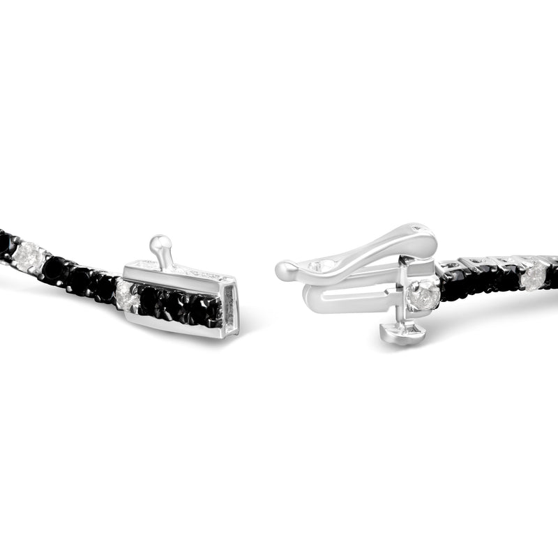 Bids.com .925 Sterling Silver 3.0 Cttw Black and White Diamond Tennis Bracelet (I-J Color, I2-I3 Clarity) - 7.25" Inches Bracelets