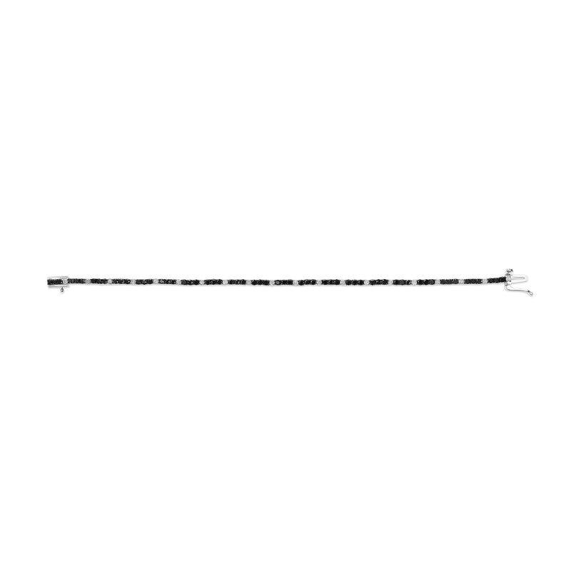 Bids.com .925 Sterling Silver 3.0 Cttw Black and White Diamond Tennis Bracelet (I-J Color, I2-I3 Clarity) - 7.25" Inches Bracelets