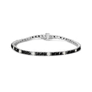 Bids.com .925 Sterling Silver 3.0 Cttw Black and White Diamond Tennis Bracelet (I-J Color, I2-I3 Clarity) - 7.25" Inches Bracelets