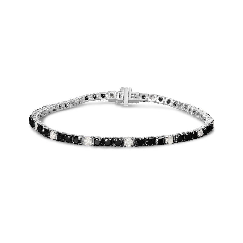 Bids.com .925 Sterling Silver 3.0 Cttw Black and White Diamond Tennis Bracelet (I-J Color, I2-I3 Clarity) - 7.25" Inches Bracelets