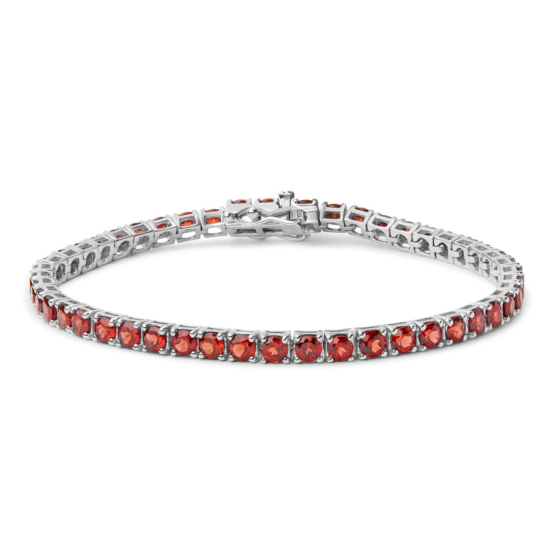 Bids.com .925 Sterling Silver 10.0 Cttw Created Orange Garnet Tennis Bracelet - 7.25" Bracelets