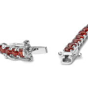 Bids.com .925 Sterling Silver 10.0 Cttw Created Orange Garnet Tennis Bracelet - 7.25" Bracelets