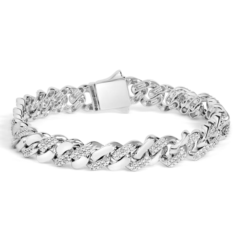 Bids.com 14K Yellow Gold Plated .925 Sterling Silver 1/2 Cttw Diamond Cuban Curb Chain Bracelet (I-J Color, I3 Clarity) - 8.5" Inches Bracelets