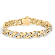 Bids.com 14K Yellow Gold Plated .925 Sterling Silver 1/2 Cttw Diamond Cuban Curb Chain Bracelet (I-J Color, I3 Clarity) - 8.5" Inches Bracelets
