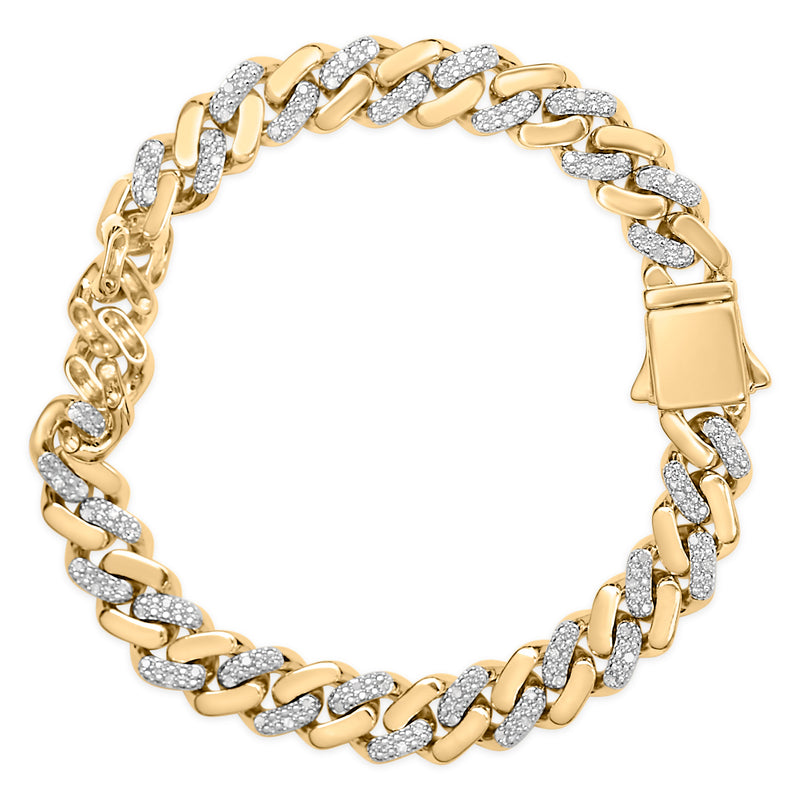 Bids.com 14K Yellow Gold Plated .925 Sterling Silver 1/2 Cttw Diamond Cuban Curb Chain Bracelet (I-J Color, I3 Clarity) - 8.5" Inches Bracelets