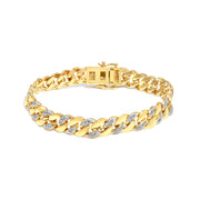 Bids.com 14K Yellow Gold Plated .925 Sterling Silver 3/8 Cttw Diamond Cuban Bracelet (I-J Color, I3 Clarity) - 7.25" Bracelets