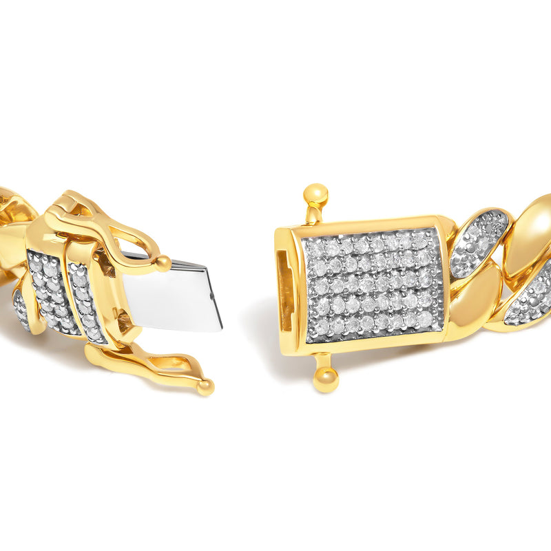 Bids.com 14K Yellow Gold Plated .925 Sterling Silver 3/8 Cttw Diamond Cuban Bracelet (I-J Color, I3 Clarity) - 7.25" Bracelets