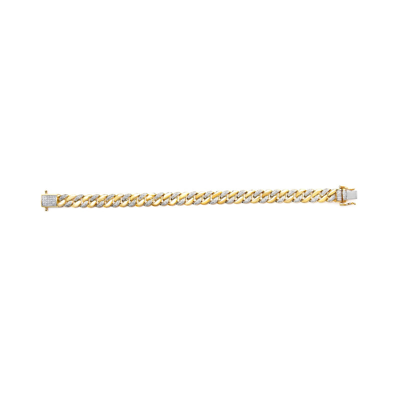 Bids.com 14K Yellow Gold Plated .925 Sterling Silver 3/8 Cttw Diamond Cuban Bracelet (I-J Color, I3 Clarity) - 7.25" Bracelets
