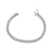 Bids.com 14K White Gold 1.00 Cttw Lab Grown Diamond Round Miracle Plate and "S" Link Tennis Bracelet (F-G Color, VS2-SI1 Clarity) Size 7" Bracelets