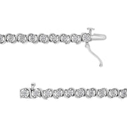 Bids.com 14K White Gold 1.00 Cttw Lab Grown Diamond Round Miracle Plate and "S" Link Tennis Bracelet (F-G Color, VS2-SI1 Clarity) Size 7" Bracelets