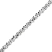 Bids.com 14K White Gold 1.00 Cttw Lab Grown Diamond Round Miracle Plate and "S" Link Tennis Bracelet (F-G Color, VS2-SI1 Clarity) Size 7" Bracelets