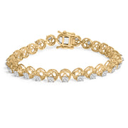 Bids.com 14K Yellow Gold Plated .925 Sterling Silver 3 9/10 Cttw Diamond Buttercup Style Tennis Bracelet Bracelets