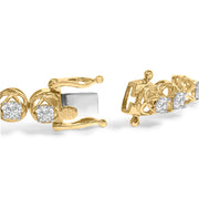 Bids.com 14K Yellow Gold Plated .925 Sterling Silver 3 9/10 Cttw Diamond Buttercup Style Tennis Bracelet Bracelets