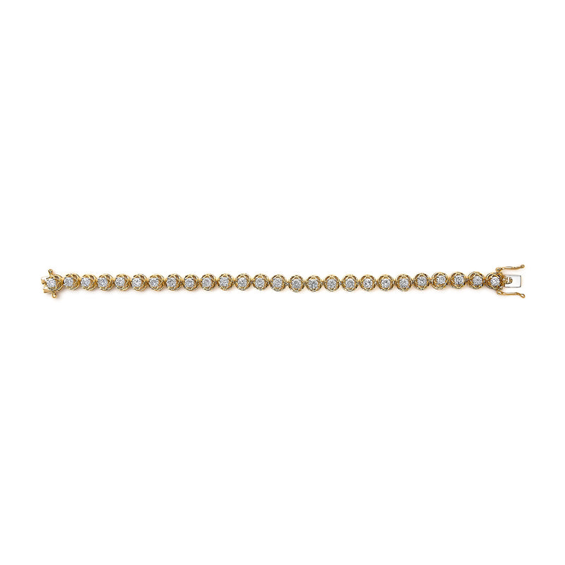 Bids.com 14K Yellow Gold Plated .925 Sterling Silver 3 9/10 Cttw Diamond Buttercup Style Tennis Bracelet Bracelets