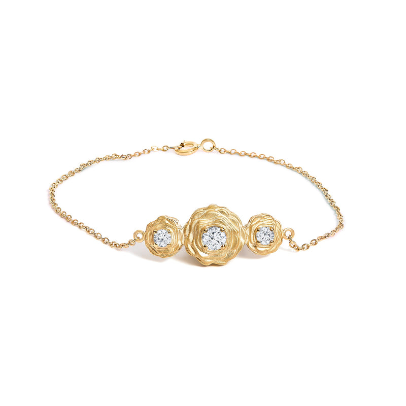 Bids.com 14K Yellow Gold Plated Sterling Silver 1/2 Cttw Lab Grown Diamond Rose Motif Link Bracelet Bracelets