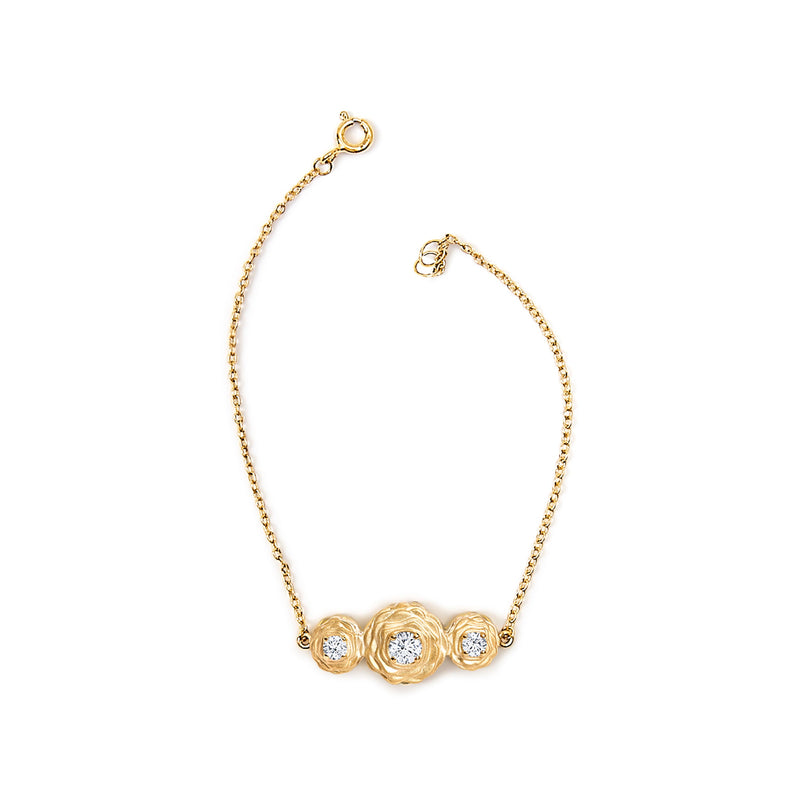 Bids.com 14K Yellow Gold Plated Sterling Silver 1/2 Cttw Lab Grown Diamond Rose Motif Link Bracelet Bracelets