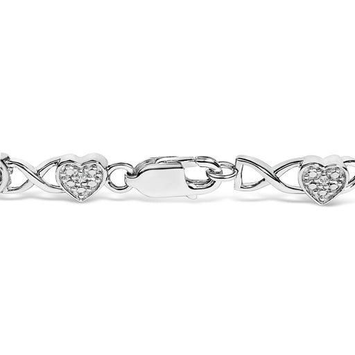 Bids.com .925 Sterling Silver Diamond Accent Heart Link Bracelet (I-J Color, I3 Clarity) - 7.25" Bracelets
