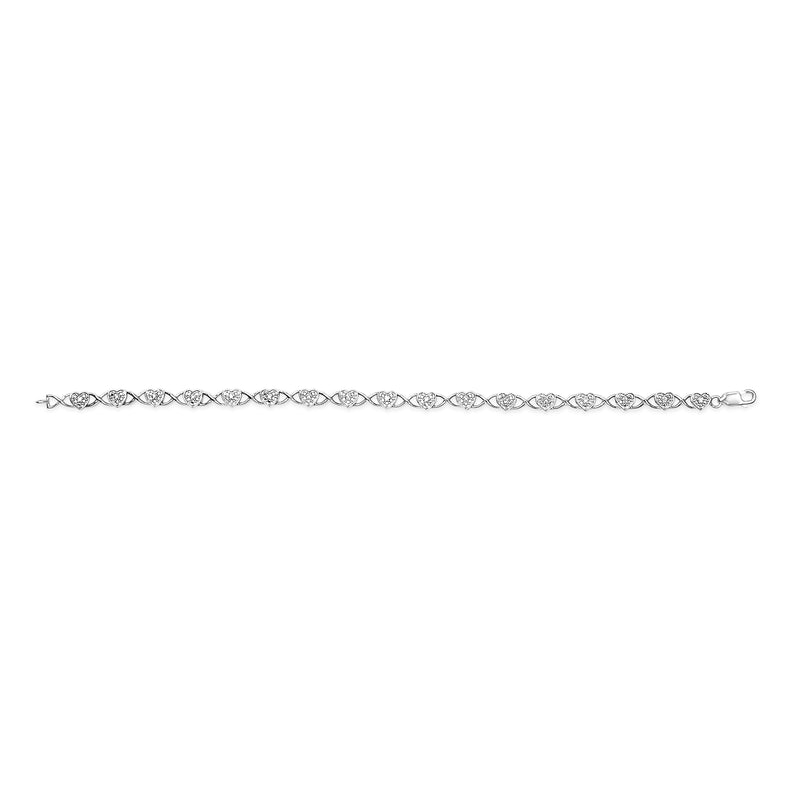 Bids.com .925 Sterling Silver Diamond Accent Heart Link Bracelet (I-J Color, I3 Clarity) - 7.25" Bracelets