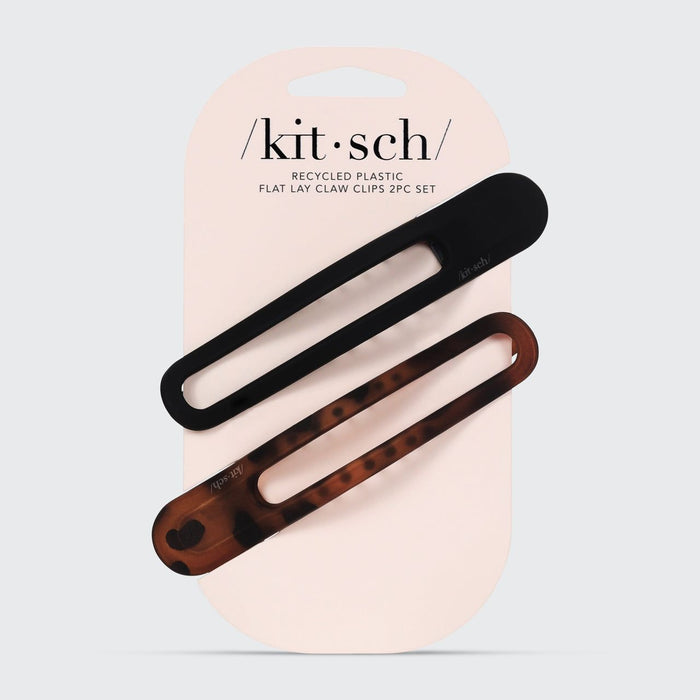 Kitsch - Flat Lay Claw Clip 2Pc Curved- Black & Tort