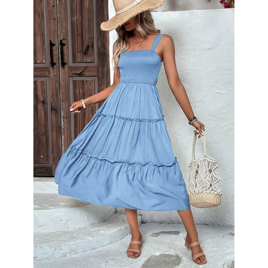 Tiered Smocked Wide Strap Cami Dress