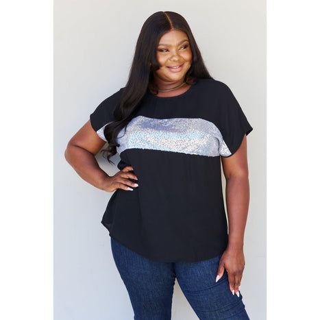 Sew In Love Shine Bright Center Mesh Sequin Top