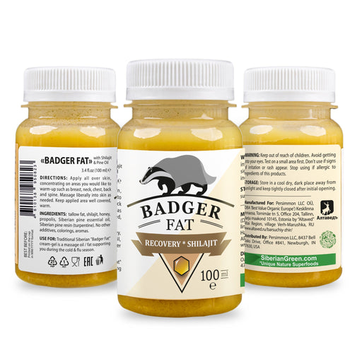 SiberianGreen.com Badger Fat Cream-Gel with Altai Shilajit & Siberian Pine | 100ml Massage Oil