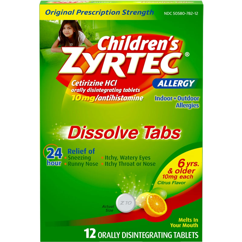 Children's Zyrtec Children's Zyrtec Allergy Relief, Original Prescription Strength, 10 Mg, Dissolve Tabs, Citrus Flavor, 24 Hour Health & Beauty
