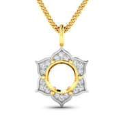 Bids.com 0.14 Carat Genuine White Diamond 14K Yellow Gold Semi Mount Pendant - holds 8.00mm Round Gemstone Pendants