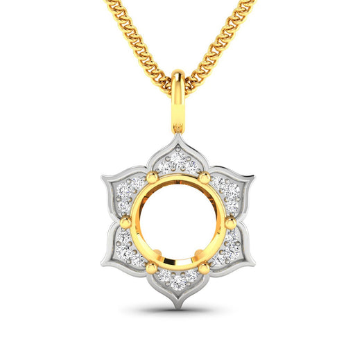Bids.com 0.14 Carat Genuine White Diamond 14K Yellow Gold Semi Mount Pendant - holds 8.00mm Round Gemstone Pendants