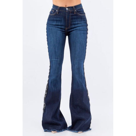 Ropin Bell Bottom Jean in Dark Wash