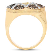 Bids.com 14K Yellow Gold Plated 0.61 Carat Genuine Multi Diamond .925 Sterling Silver Ring Rings