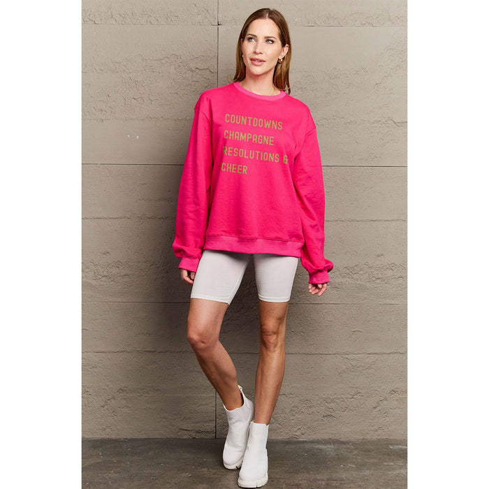 Simply Love COUNTDOWNS CHAMPAGNE RESOLUTIONS & CHEER Round Neck Sweatshirt