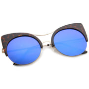 zeroUV Oversize Flat Lens Round Cat Eye Mirror Lens Sunglasses A175 Sunglasses