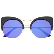 zeroUV Oversize Flat Lens Round Cat Eye Mirror Lens Sunglasses A175 Sunglasses