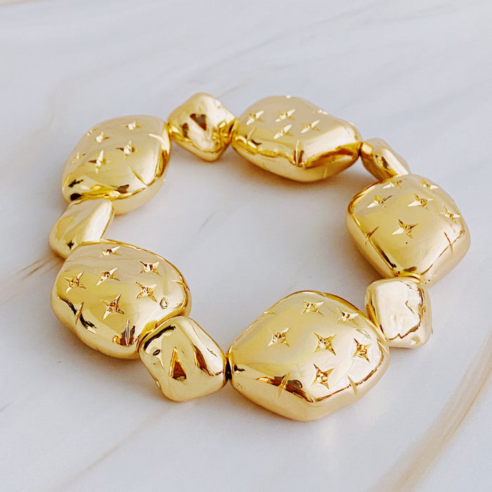 Starlight Golden Pebble Stretch Bracelet