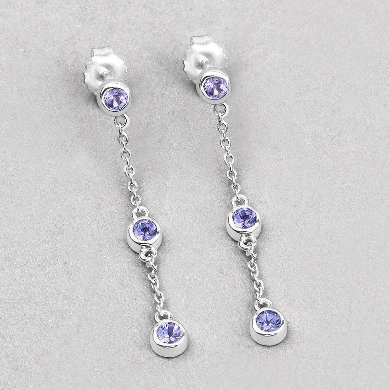 Bids.com 0.60 Carat Genuine Tanzanite .925 Sterling Silver Earrings Earrings