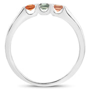Bids.com 0.68 Carat Genuine Multi Sapphire .925 Sterling Silver Ring Rings