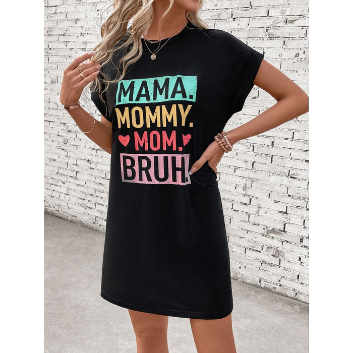 Letter Graphic Short Sleeve Mini Tee Dress