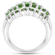 Bids.com 2.48 Carat Genuine Chrome Diopside .925 Sterling Silver Ring Rings