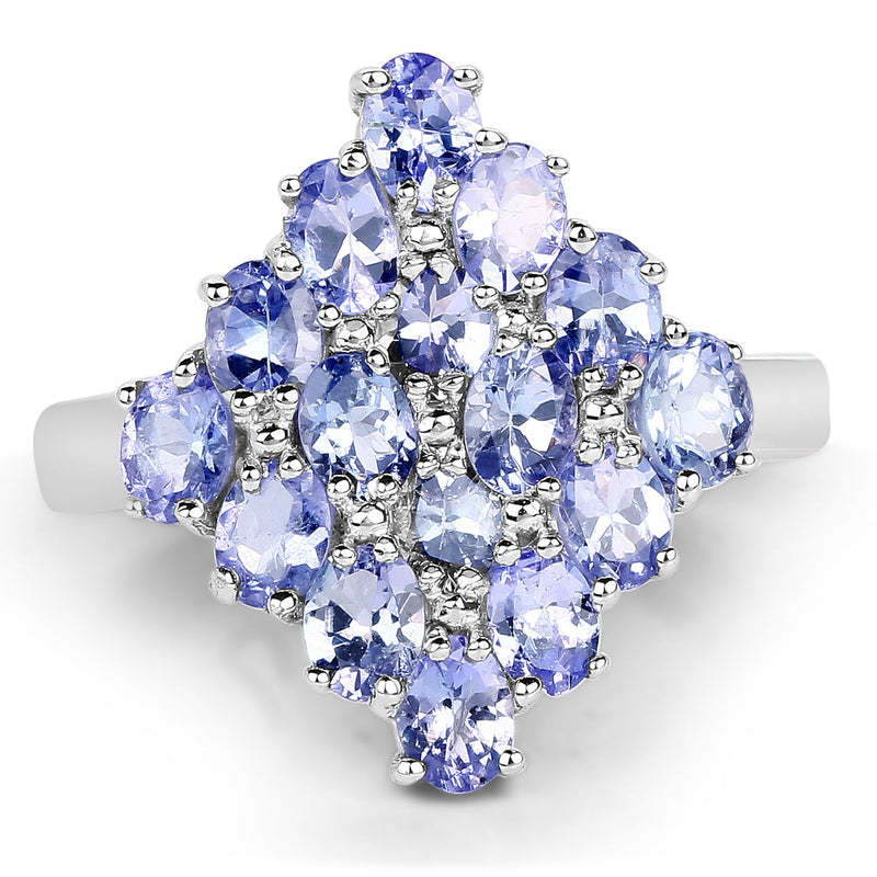 Bids.com 2.72 Carat Genuine Tanzanite .925 Sterling Silver Ring Rings