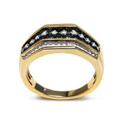 Bids.com Men's 14K Yellow Gold Plated .925 Sterling Silver 1 1/2 Cttw White and Black Treated Diamond Cluster Ring (Black / I-J Color, I2-I3 Clarity) - Size 10 Rings
