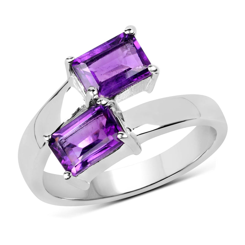 Bids.com 1.90 Carat Genuine Amethyst .925 Sterling Silver Ring Rings