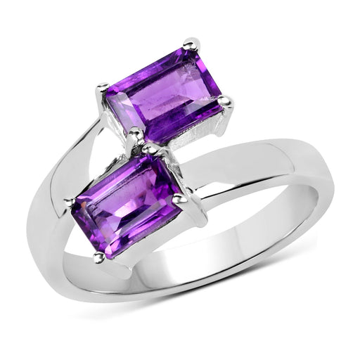 Bids.com 1.90 Carat Genuine Amethyst .925 Sterling Silver Ring Rings