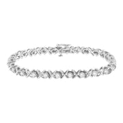 Bids.com .925 Sterling Silver 1 cttw Brilliant Round-Cut Diamond "X" Link Bracelet (I-J Clarity, I2-I3 Color) - Size 7" Bracelets