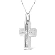 Bids.com .925 Sterling Silver Prong-Set Diamond Accent Bold Cross 18" Pendant Necklace (I-J Color, I1-I2 Clarity) Necklaces