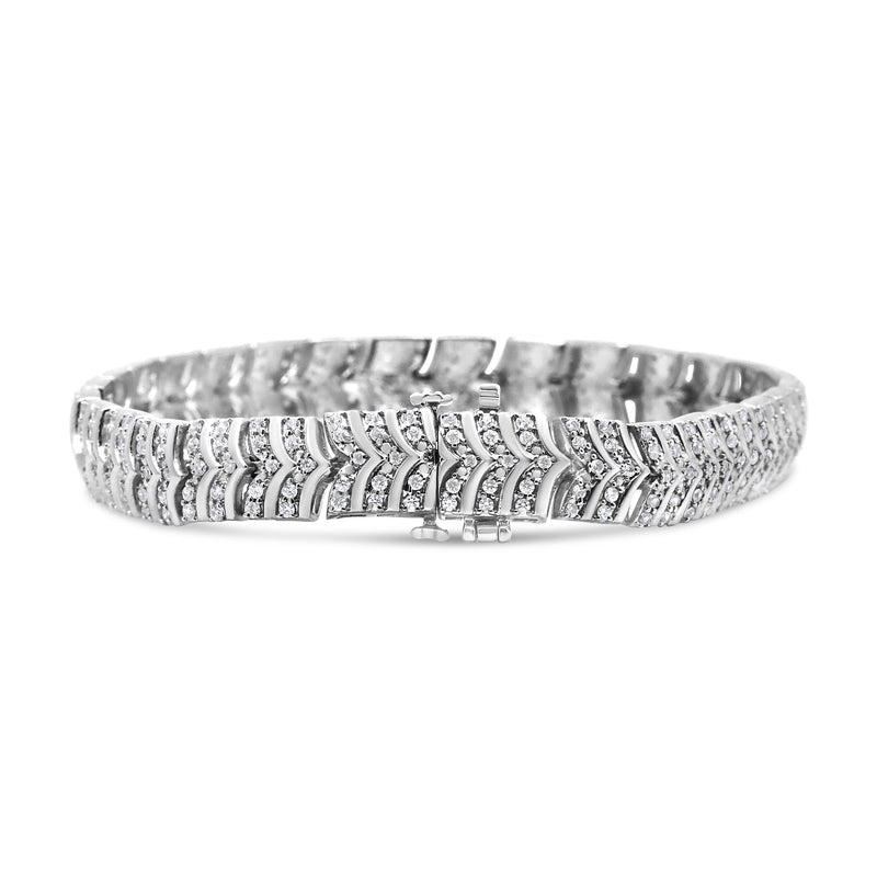 Bids.com .925 Sterling Silver 3.00 Cttw Diamond Chevron Link Bracelet (I2-I3 Clarity, I-J Color) - Size 7.25" Bracelets